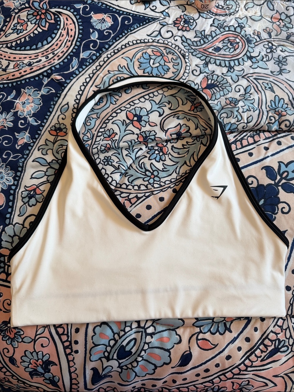 Reversible Gymshark White Sports Bra with Black Trim